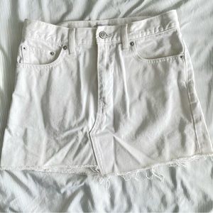 TNA white denim skirt